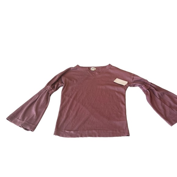 NEW BAEA Los Angeles Pink Waffle Knit Splitneck Pullover with Wide Sleeve NEW - Picture 13 of 16